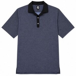 FootJoy Golf Polo Men Large Navy Blue Micro Print Performance Preppy